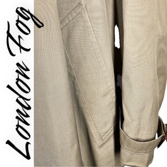 LONDON FOG Classic 90s Vintage Khaki Belted Double Breasted Trenchcoat, Size 44R - Picture 6 of 11